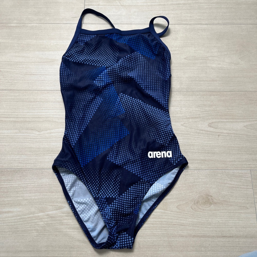 Arena Womens Lightdrop Back One Piece Swimsuit Navy Blue Halftone 006784 Size 28